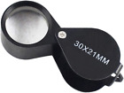 Pocket Jewelry Loupe 30X 21Mm Foldable Magnifying Jewelers Eye Glass Magnifier,