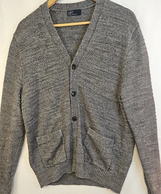 Cárdigan Suéter Para Hombre L Gris Algodón Clásico Cuello en V Abotonado Papá Abuelo Foto 1 de 4