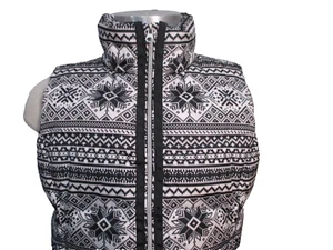 Lands End Quilted Down Puffer Vest Womens Black White Nordic Medium Petite - Picture 1 of 7