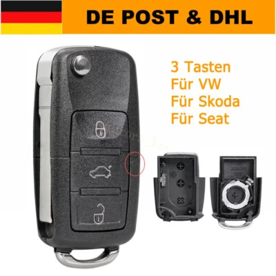 Schlüssel Ersatz Gehäuse für VW Passat Golf 5 Tiguan Eos Caddy Touran Crafter - Bild 1 von 4
