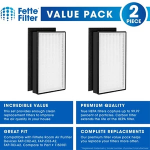True HEPA Air Purifier Filter Compatible with Filtrete Room Air Purifier (2Pack) - Picture 1 of 6