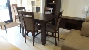 Extending dining table in dark wood colour Small Perfect! Solid CHAIRS Kam02 - Picture 1 of 12