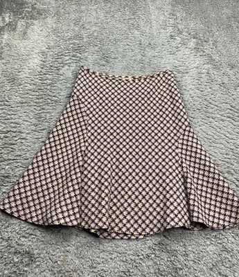 Banana Republic Skirt Women 4 Brown Lavender Houndstooth Wool Blend Flare A-Line - Image 1 of 4