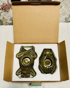 NIB PARTYLITE Pair of Floating Frogs Votive Candle Holders #P7599 Ceramic NEW - Picture 1 of 24