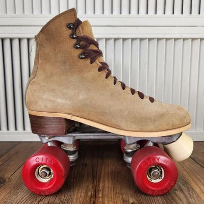 De Colección Chicago Patines Para Hombres Talla 7 Marrón Gamuza Botas Cuatro Ruedas Retro Años 70 80 Foto 1 de 4