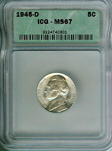  GEM+ BU 1945-D Jefferson Silver War 5 cent Nickel!