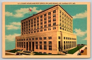 Postal Corte de Estados Unidos y Oficina de Correos Kansas City Missouri Lino - Imagen 1 de 2
