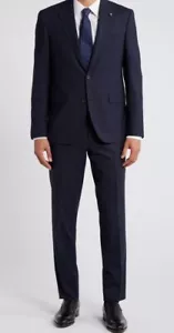 Jack Victor “DEAN CT” Super Poplin Blue Suit $1198 Size 46 Regular MSRP $898 - Picture 1 of 24