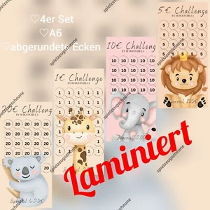 A6 LAMINIERT 4er SET Spar CHALLENGES budget Planer Sparen Binder 1€ 5€ 10€ 20€ - Bild 1 von 5