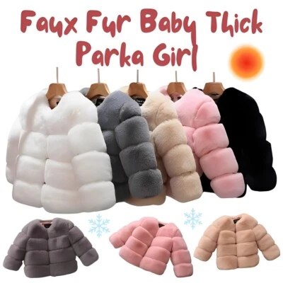 NEW Kids FAUX FUR Baby THICK PARKA Girl WARM Coat JACKET COAT Outerwear Children - Image 1 of 4