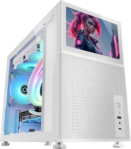 MARS GAMING CASE MC-LCD WHITE BIANCO CON DISPLAY 8'' INTEGRATO MICRO ATX - Imagen 1 de 6