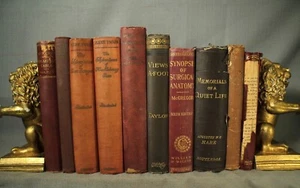 lot 10 old Antique books late 1800s early 1900s decorators shelf - Picture 1 of 2