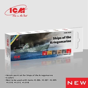 ICM 3029 Аcrylic paints set for ships Kriegsmarine Grey Yellow Red Brown 12mlх6 - Picture 1 of 14