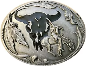 Siskiyou End Of The Trail Belt Buckle, Brass/Silver Color, Diamond Cut Accents - Picture 1 of 2