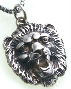 Colgante cabeza de león plata de ley 925 unisex gato depredador cabeza de león - Imagen 1 de 3