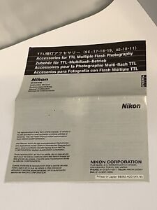 Nikon - Accessories for TTL Multiple Flash Photography - Instruction Manual