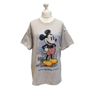 Walt Disney T-shirt Mickey Mouse World Usa Grey Baggy S/Sleeve 90s Uk XL - Picture 1 of 4
