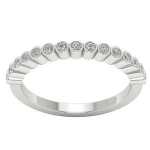 Anniversary Stackable Ring SI1 G 0.40 Ct Round Diamond Bezel Set 14K White Gold - Bild 1 von 6