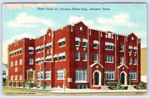 1948 KRAFT FOODS CO DIVISION OFFICE BUILDING DENISON TEXAS TX LINEN POSTCARD - Picture 1 of 2
