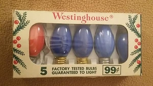 Vintage Lot Of 5 Westinghouse C-9.5 Christmas Light Bulbs Boxed - Picture 1 of 4