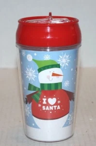 NUEVO I Love Santa 11 oz Snowman Holiday Travel Cup con tapa roja ¡ENVÍO GRATUITO! - Imagen 1 de 5