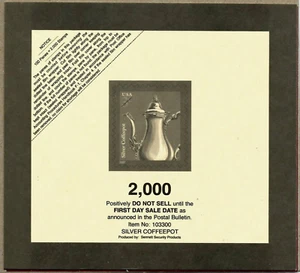 US AMERICANA SERIES 2005 Scott 3754 3c PLATA CAFETERA SELLO HOJA TARJETA SUPERIOR - Imagen 1 de 2