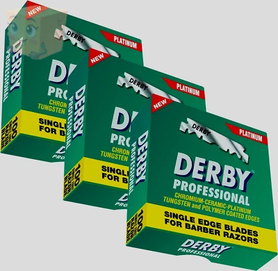 DERBY Professional Rasierklingen einseitig – 3x100 Stück, rostfrei, Shavette