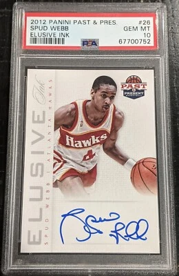 2012-13 Panini Past & Present Spud Webb AUTO PSA 10 GEM MINT Elusive Ink #26 - Image 1 of 4