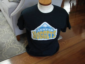Denver Nuggets Men Tee Shirt Large Black Logo Graphic Print Short Sleeve - Picture 1 of 4