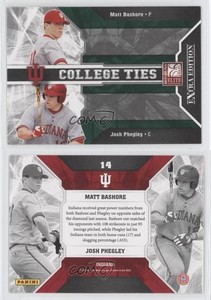 2009 Donruss Elite Extra Edition College Ties Green Josh Phegley Matt Bashore