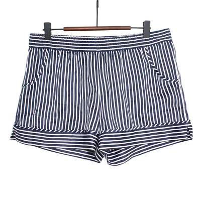 SHIMERA Satin Elastic Waist Pockets Navy White Stripe Pajama Shorts - Medium - Image 1 of 3