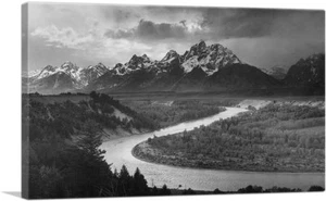 The Tetons Snake River Grand National Park Wyoming Canvas Art Print Ansel Adams - Picture 1 of 13