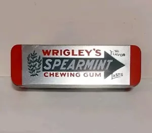Wrigley's Spearmint Chewing Gum Tin 6.5" Hinged Metal Tin Empty - Picture 1 of 7