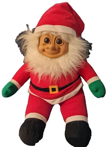 VINTAGE 25" RUSS BERRIE ENORME NATALE BABBO NATALE TROLL CORPO MORBIDO OCCHI MARRONI - Foto 1 di 8