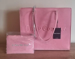 BNWT Genuine juicy Couture Bag. Medium Pink Tote Versatile Handbag Velvet - Picture 1 of 16