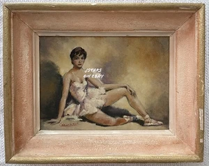 1950s BALLET DANCER BALLERINA FRAMED ORIGINAL OIL PAINTING ON CANVAS CESAR VITOL - Picture 1 of 6