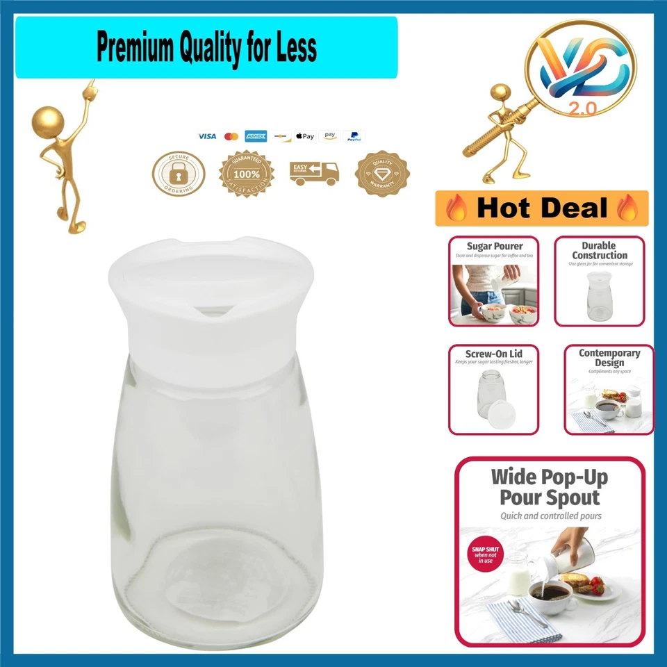 Dispensador de vidrio para verter azúcar todos los días 12 oz utensilios de cocina modernos Foto 1 de 4