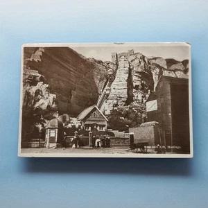 Hastings Postcard 1927 Real Photo Sussex East Hill Funicular Lift Good Study - Picture 1 of 2