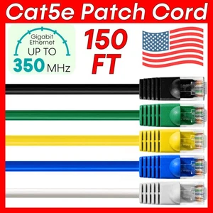 150 FT CAT5e Cable Network Cat5e Patch Cord 8P8C LAN RJ45 Router Ethernet Cable - Picture 1 of 13