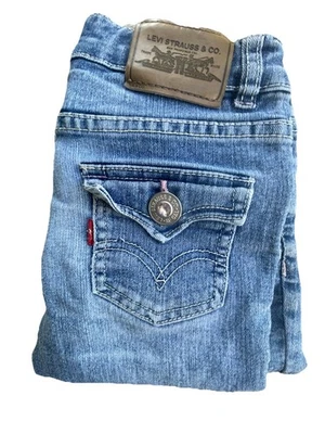 Pantalones Cortos Levis Strauss & Co. Azul Jean Rosa Adorno Niña Juvenil Talla 8 Reg Foto 1 de 4