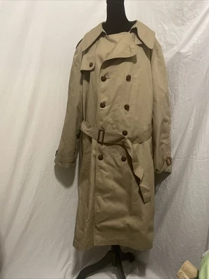 Gabardina larga de colección Sears Outerwear doble botonadura forrada de franela, 48B&T Foto 1 de 4