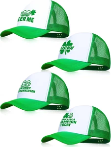 4 Pieces St. Patrick'S Day Trucker Hat Breathable Shamrock Mesh Cap Adjustable I - Picture 1 of 12