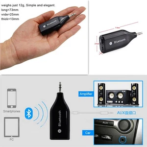 Universal Car Mini 3.5mm Aux Out Wireless Black 3.0 Bluetooth Adaptor Receiver - Photo 1 sur 9