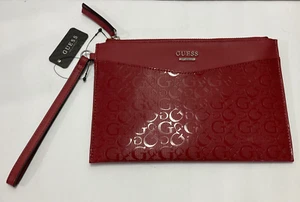 Guess Los Angeles Red Faux Leather Wristlet 9”X 6” Logo New with Tag - Picture 1 of 12