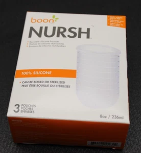 Boon Nursh 100 % Silikon Beutel 3 Stück Packung - 8 Unzen/236 ml - Bild 1 von 9