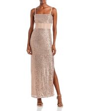Bcbgmaxazria L50605 Womens Rosegold Long Sequin Evening Gown Size L