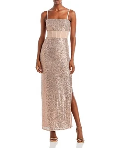 BCBGMAXAZRIA Women's Long Sequin Evening Gown Pink L B4HP - Picture 1 of 7