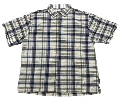 Camisa bordada vintage Fubu para hombre 2XL logotipo cuadros manga corta algodón Foto 1 de 4