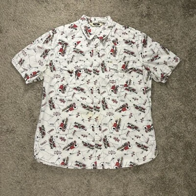 Salt Valley Western 衬衫男式大号白色珍珠按扣全印花 — 第 1/4 张图片