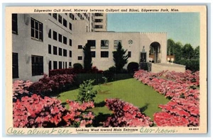 1953 Edgewater Gulf Hotel West Toward Main Entrance Edgewater Park MS Postcard - Picture 1 of 2